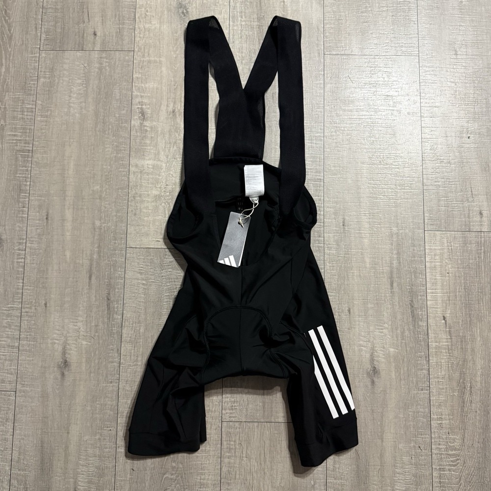 Adidas Essential 3 Stripes Padded Cycling BIB Shorts Mens Large Black IP2676 NWT